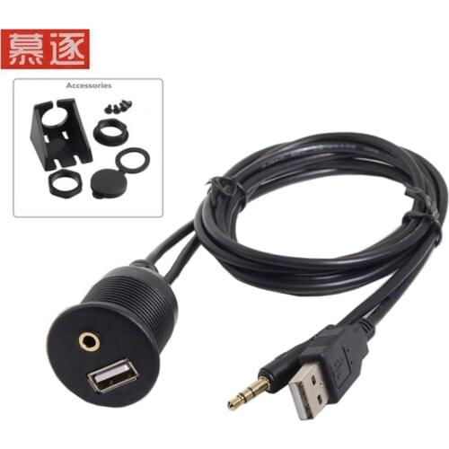 1m /2M Car Dashboard USB Extension Cord Auto Moto USB 2.0 3.5mm Male to Female AUX Lead Cable Wire Line