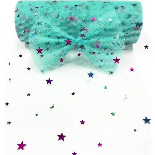1pcs/lot 15cmX10yards Star Tulle Confetti Glitter Tulle Baking Cake Topper Tutu Pom Bow Soft Squine Tulle DIY Wedding Birthday
