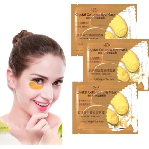 LISITA 20Pcs Gold Crystal Eye Mask Eye Patches For Skin Care Dark Circles Remove Anti-Aging Wrinkle Gel Patch Korean Cosmetics