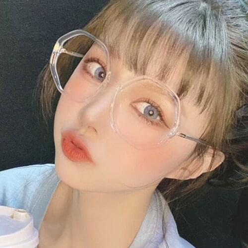 2020 new polygonal Plain glasses anti blue light eyeglass frame retro personality large fashion eyeglasses for women men