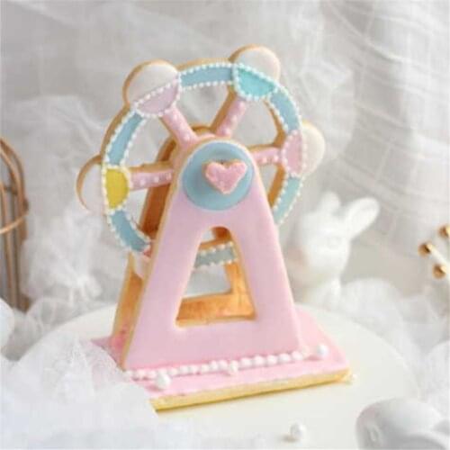 3pcs/set Plastic 3D Cake Mold Ferris Wheel Fondant Cake Decorating Tools Cookie Biscuit Cutter Cake Stencil Baking Pastry Mold