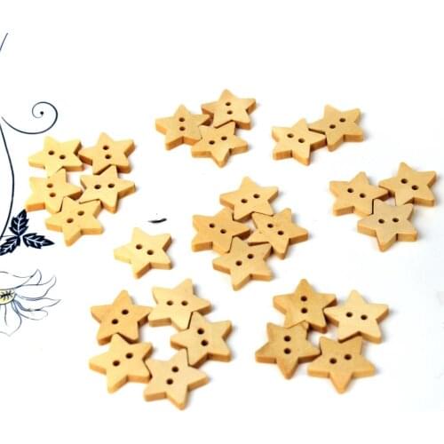 400pcs Star Wooden Buttons wood ornament 18mm for scrapbook decor Star buttons Wooden craft buttons Vintage Star Wood Buttons