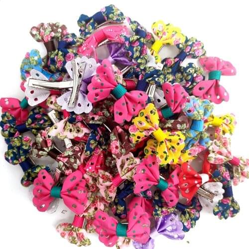 New 50pcs Mix Various Styles Dog Topknot Bows Pet Hair Clips Nice Butterfly Dog Hair Accessories Pet Grooming Product Cute Gift