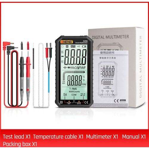620A Digital Smart Multimeter Transistor Tester 6000 Count True RMS Auto Electrical Capacitance Meter Temp Resistance Dropship