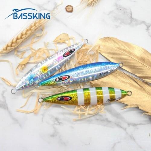 BASSKING Jig Fishing Lure 60/80/100/160/200g Luminous Jigging Metal Spoon Bait Isca Artificial Bait Pesca Lead Fish Metal Bait