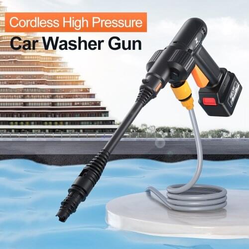 Cordless 400W High Pressure Washer Gun Electric Car Cleaning Tool Portable Car Cleaning Device Water Pump with Foaming Bottle