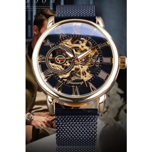 Mechanical Winding Men 'S Wrist watch, Glass Transparent Design Interior Mechanism Active Luxury Male Clock