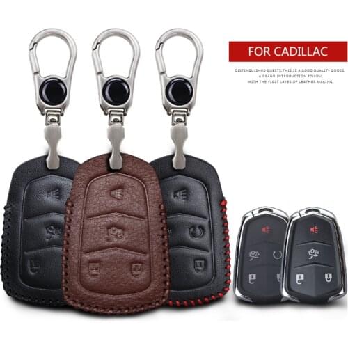 Real Leather Smart Car Key Cover Case for Cadillac DTS ESV CTS ATS Escalade SRX CTS V CT6 XT5 ESV ELR Keyring Chain Accessories