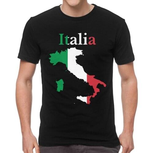 Italy Map Flag T Shirts Men Short Sleeve 100% Cotton T-shirts Italian Patriotic Tee Fashion Tshirts Gift Idea