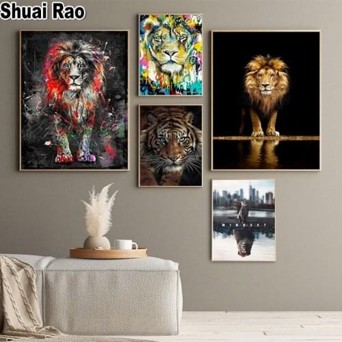 New 3d Lion Head Posters 3d Pictures Cross Stitch Full Square/Round 5D DIY Diamond Mosaic Embroidery Animals, Handmade Gift