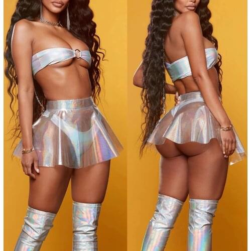 Nightclub Dancer Costume For Female Jazz Pole Dancing Clothing Dj Singer Laser Skirt Performance Stage Wear Rave Clothes YS1870