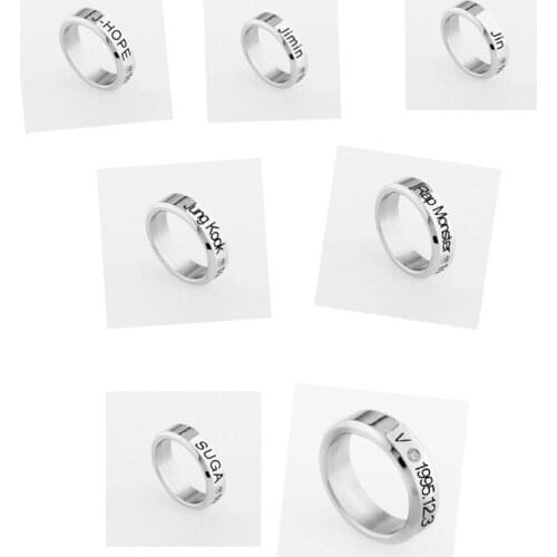 KPOP Jungkook V Suga Jimin Bangtan Boys J-hope Jin Rm Ring Jewelry Birthday Aid Student Lovers Ring Hand Jewelry Fans Gifts New
