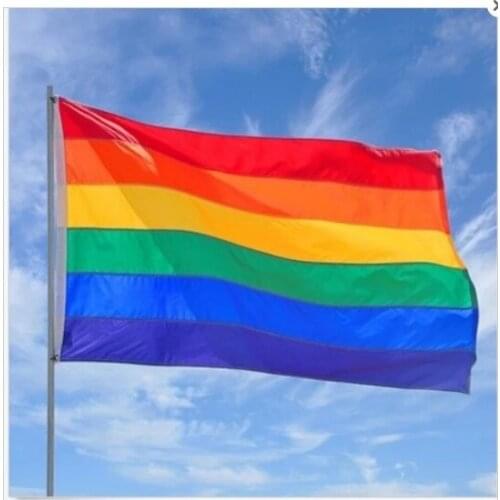 100PCS 90*150cm LGBT Flag For Lesbian Gay Pride Colorful Rainbow Flag For Gay Home Decor Gay Friendly LGBT Flag LGBT Pride Fla