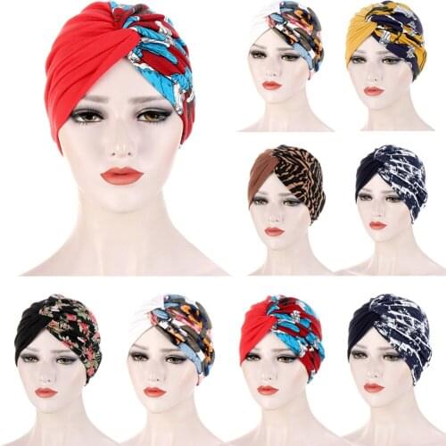 Muslim Women Strech Hijab Hat Cancer Indian Chemo Cap Knot Twist Turban Headscarf Head Wrap Beanie Bonnet Ladies Hair Loss Cover