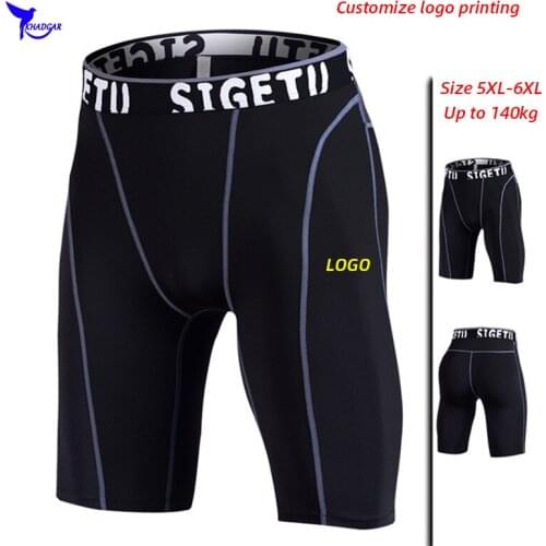 Custom LOGO Men Breathable Running Tights Quick Dry Compression Gym Fitness Short Pants High Elastic Sportswear Plus Size 6XL