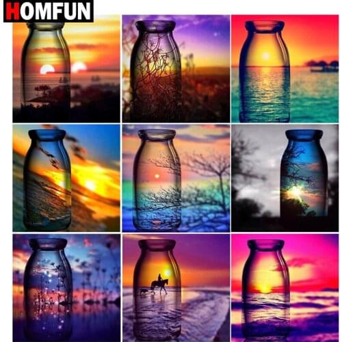 HOMFUN Full Square/Round Drill 5D DIY Diamond Painting "Cup sunset scenery" 3D Embroidery Cross Stitch 5D Home Decor Gift