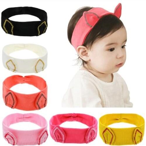 2016 New ON SALE 1PCS kids tot Cloth Point Cat Ear Headbands Girls Hair Elastic Hairband turban Girl Hair band accessories