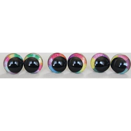 NEW 10PCSt 25mm new Cartoon 3D RAINBOW glitter toy eyes funnny doll eyes With washer 19colors option