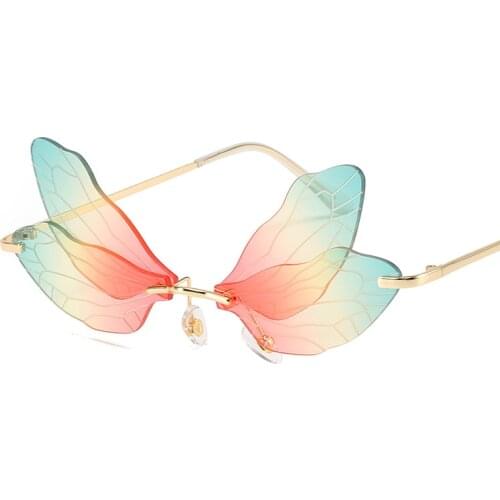 New personality dragonfly wings sunglasses women fashion sunglasses exaggerated gradient color sunglasses casual uv400 glasses