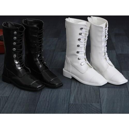 BJD doll shoes fit for 1/3 Uncle size fashion classic black and white domineering personality British mens leather boots