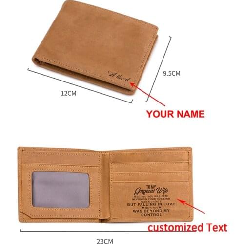 Personalized Gift Set Bifold Wallet Genuine Leather Money Purse Custom Gift For Son With Coins Pocket Card Holder DropShipping