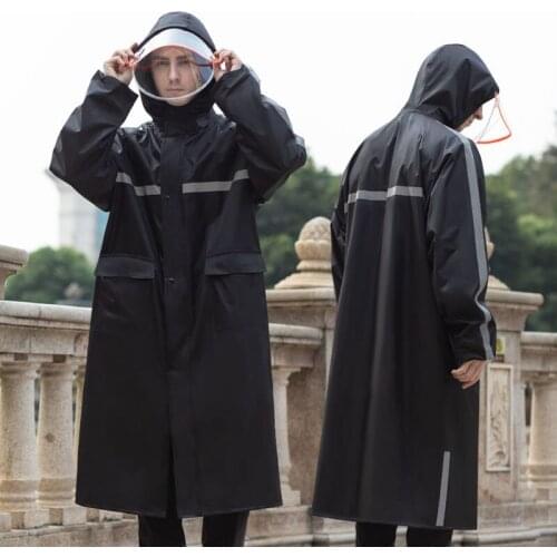 Reflected Fashion Adult Waterproof Long Raincoat Women Men Rain Coat Hooded for Outdoor Hiking Travel Fishing Climbing Thickened