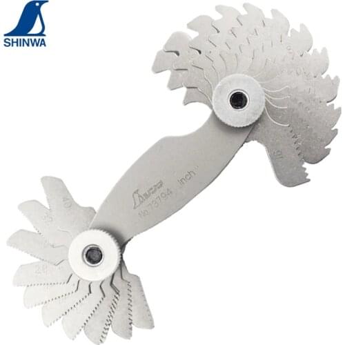 SHINWA Pitch Gauge Thread Measuring Gage Metric 60 Degree or Imperial Inch 55 Degree for Whitworth Screw Thead