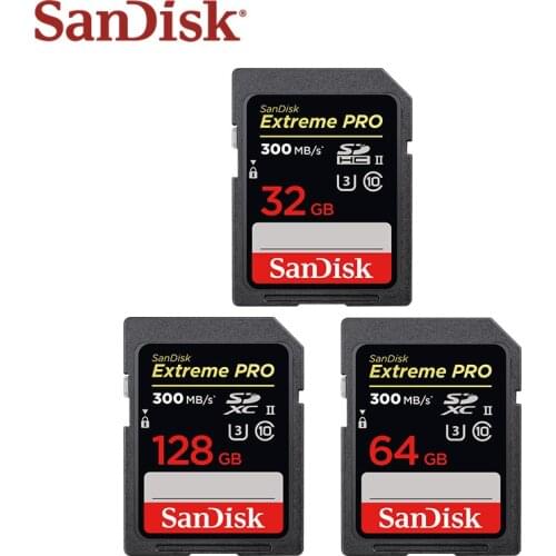 SanDisk Extreme Pro 300MB/s U3 32GB 64GB 128GB SD Card SDHC SDXC Class 10 Memory Card UHS-II Flash Card For Camera