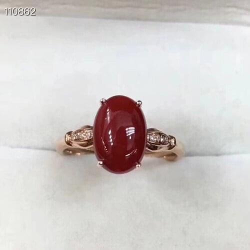 KJJEAXCMY boutique jewelry 925 Silver-inlaid Ruby Natural Red Coral Ring Support Detection