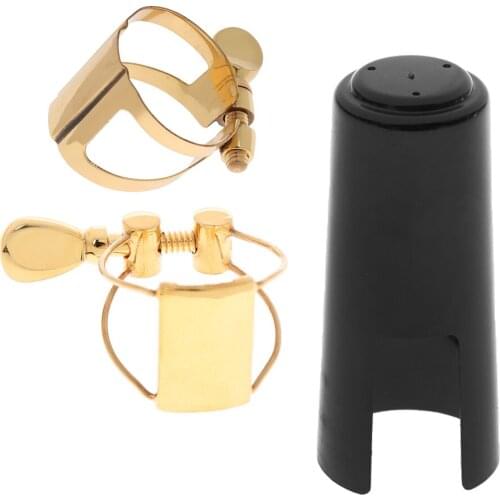1 Set Soprano Sax Mouthpiece Ligature Fastener&Cap for Wind Instrument Parts