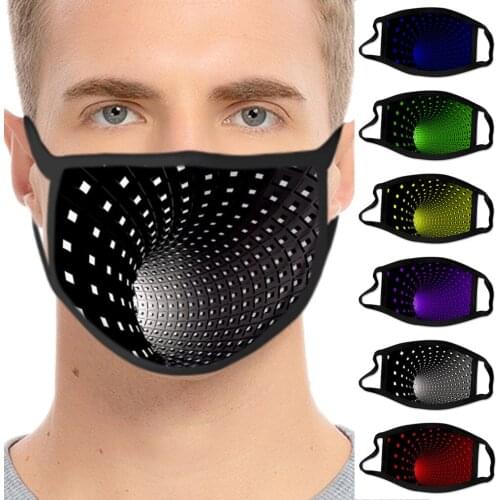 1pc Unisex Adult Face Mask Washable Reusable Mouth Fantasy Print Outdoor Warm Windproof Face Product Black Mask Mascarillas