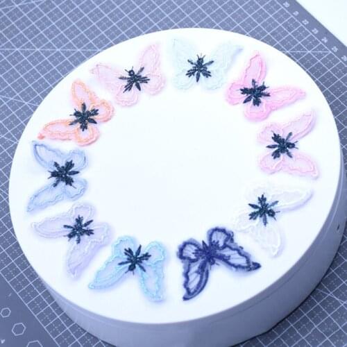 10pcs Double-layer Gold Silver Line Embroidery Butterfly Lace for Diy Hair Accessories Clothing Headdress Decoration