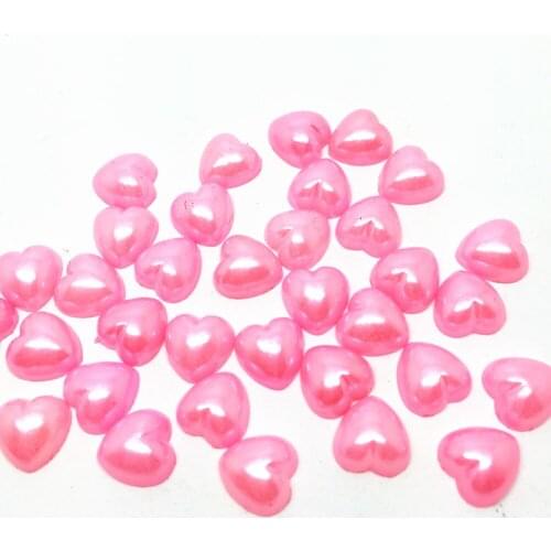 100pcs 8mm 12 Colors ABS Resin Heart Pearls Flatbacks Cabochons Embellishments For Cardmaking Scrapbooking Wedding DIY Crafts