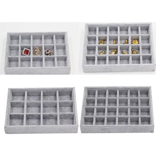 2x Velvet Jewelry Display Tray Insert Organizer Box for Earrings Necklaces Rings