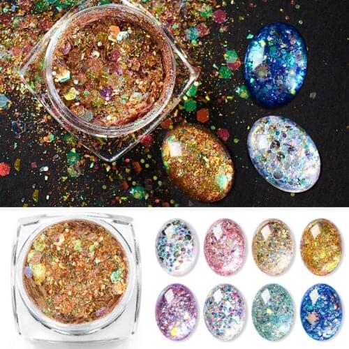 8/12 Boxes Holographic Nail Glitter Flakes Sequin Rose Gold Silver DIY Butterfly Dipping Powder For Acrylic Nails Tools