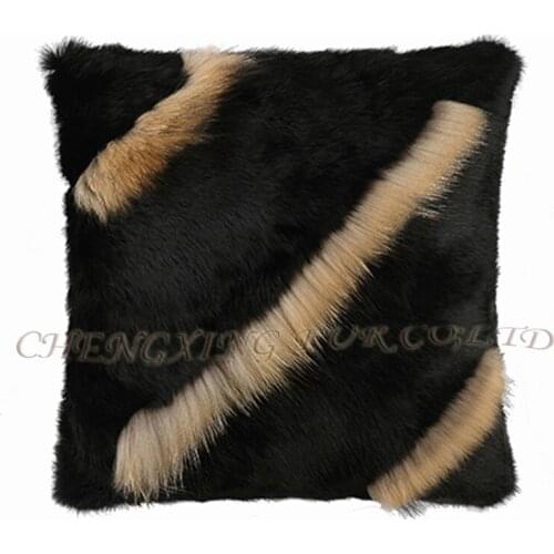 FREE SHIPPING CX-D-102 50x50cm Wedding Decorative Patchwork Genuine Rabbit Fur Sofa Cushion Cover