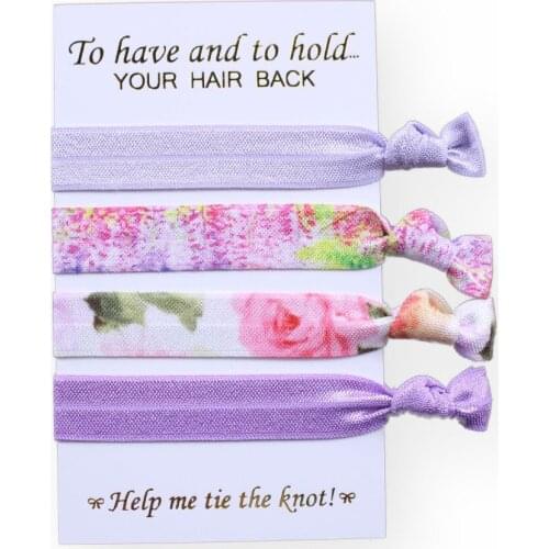 HT-4-001-4 pieces per card, 40 pieces in total,5/8" beautiful hair ties fold over elastic foe hair ties for women girls