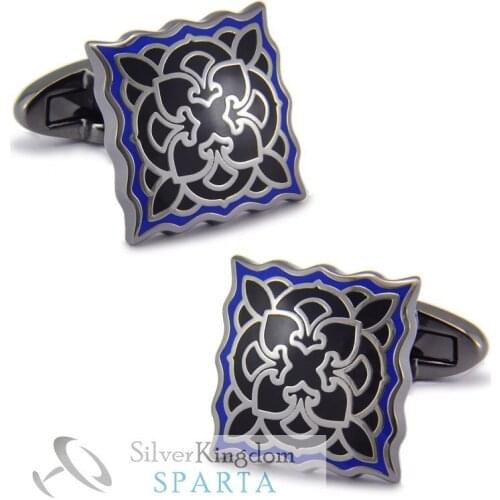 Black blossom enamel Tungsten gold Electroplated cufflinks High quality metal mens Cuff Links