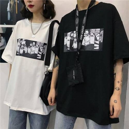 Cotton Japan Naruto Tshirt Streetwear Female Summer Cartoon T-shirt Casual Cute Amine Print Women Half Sleeve Top Tees Shirts