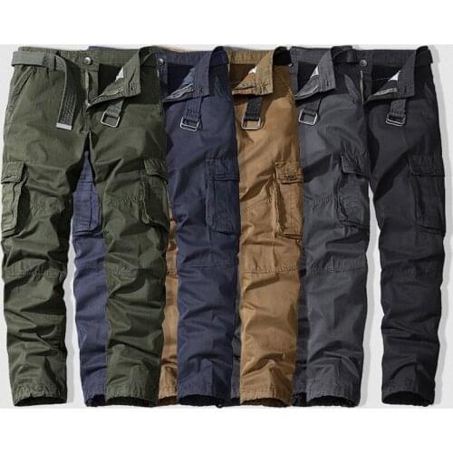 Mens Military Joggers Autumn Winter Casual Cotton Cargo Pants Streetwear Outdoor Hiking Trekking Multi-Pocket Combat Trousers