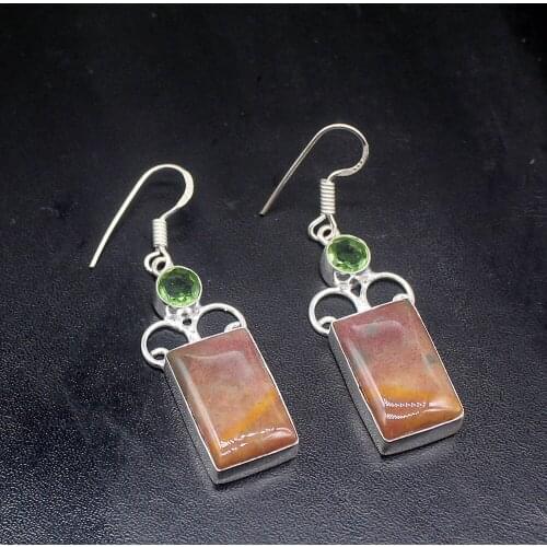 Gemstonefactory Big Promotion Unique 925 Silver Sea Sediment Green Topaz Women Ladies Gifts Dangle Drop Earrings 20212283
