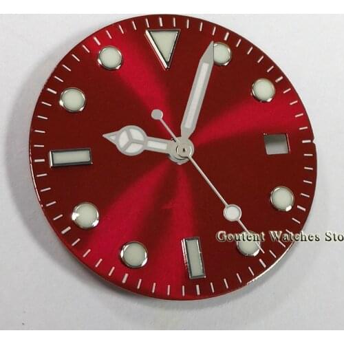 Goutent 28.5mm Sterile 1PCS Red Watch dial + Watch hands fit NH35 ETA2824 2836 Miyota 8215 821A,DG2813 3804 Movement
