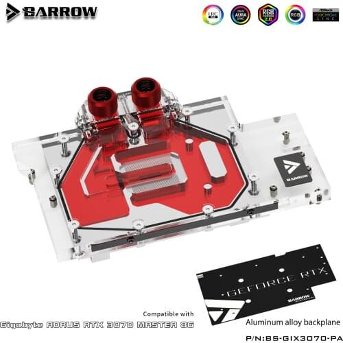 Barrow water block full coverage use for GIGABYTE RTX AORUS 3070 MASTER 8G GPU card Copper Radiator 5V Header A-RGB