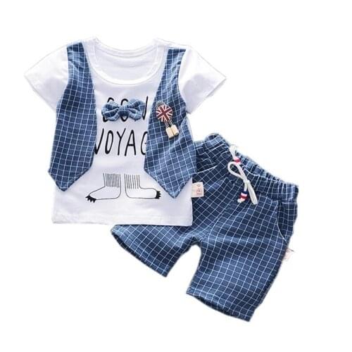 Summer Children Boys Girls Cotton Clothes Kids Bowknot T-Shirt Shorts 2pcs/Sets Toddler Fashion Clothing Sets Baby Tracksuits