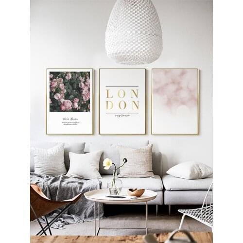 London Ins style pink flower rose flamingo English You&me sweet home decorative Canvas Wall Art Poster for hotel room decor