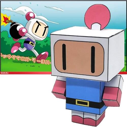 No-glue Bomberman Mini Folding Cutting Cute 3D Paper Model Papercraft Japan Anime Figure DIY Cubee Kids Adult Craft Toys CS-019