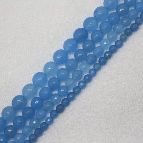 Mini. Order is $7! 6-12mm Faceted Skyblue Jades Round DIY Jewelry Making Loose Beads 15"
