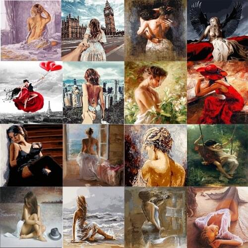 DIY Paint by number Oil painting Picture girl Art paintings Picture on wall loft Decorative canvas paintings picture for bedroom