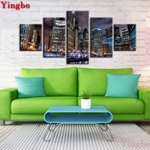 Full Drill Round/Square Diamond Embroidery 5 pieces City series landscap 5d diy Diamond Painting Cross Stitch Mosaic Decor Gifts