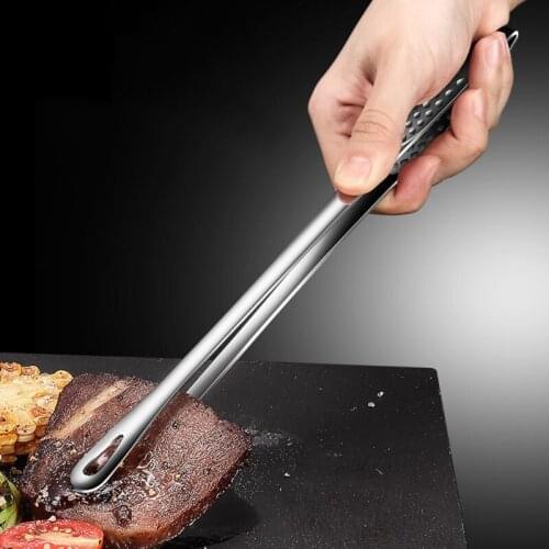 Stainless Steel Barbecue Clamp Tongs Extra Long Tweezer Food Tongs Kitchen Serving Bread Clip Pastry Clamp for Cooking